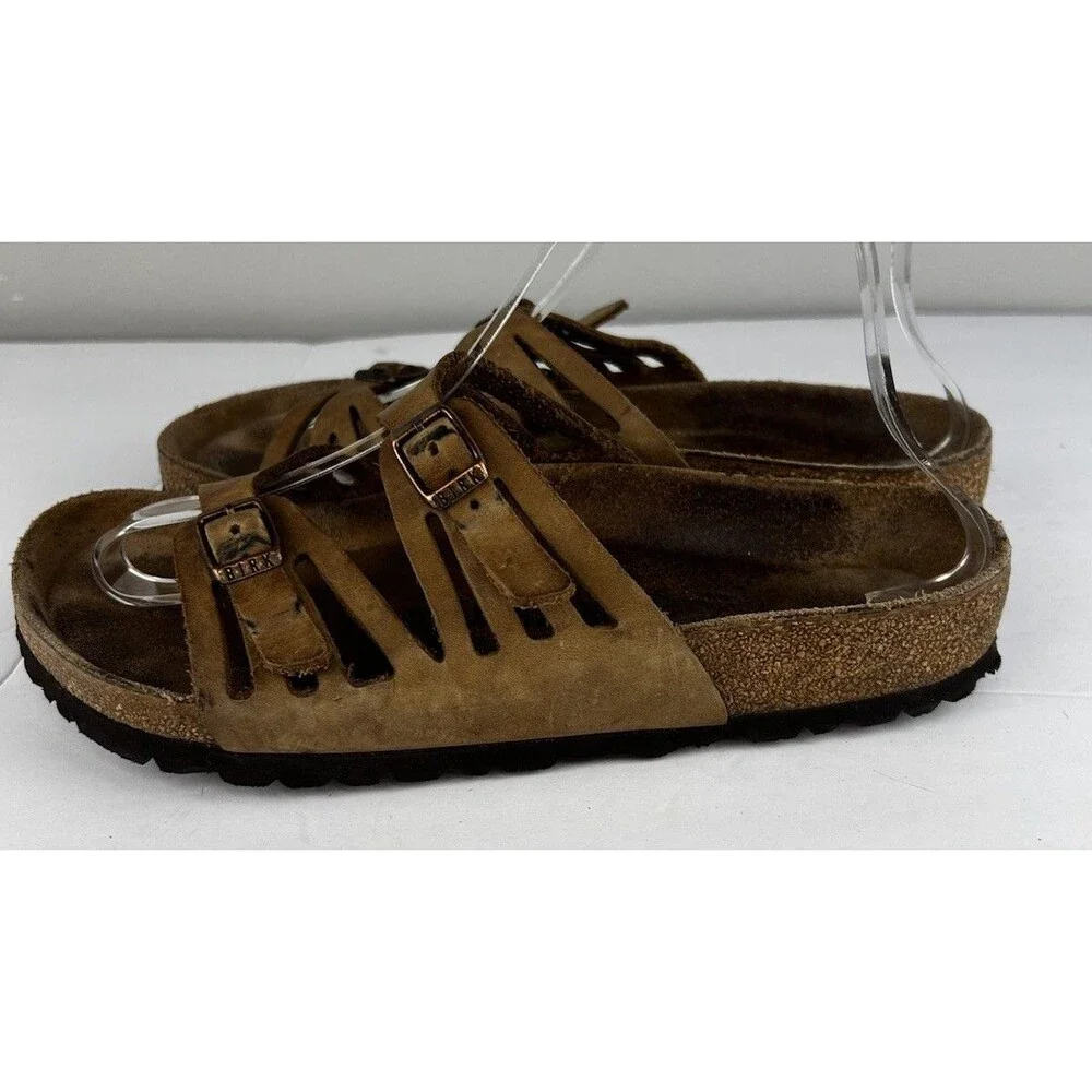 Birkenstock Granada Tobacco Brown Oiled Leather Soft Footbed Sandals 39 8 - 8.5